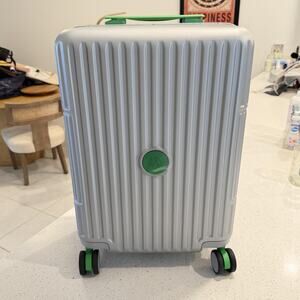 Drunk Elephant Silver Carry On Spinner Suitcase Hardcase Luggage Travel